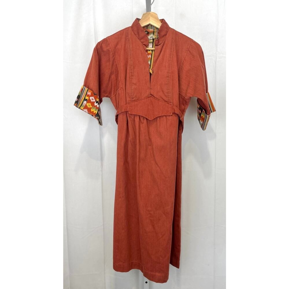 TEENA PAIGE Vintage Mid Century Kimono Sleeve Midi Dress Orange Size 9
